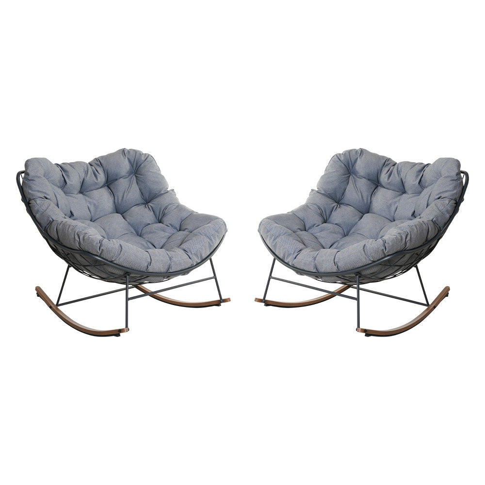 LOUNGE YARD Royal Rocking Chair, 5 colors, E-Coated Papasan Chair With Cushion for Porch, Garden — product view 7