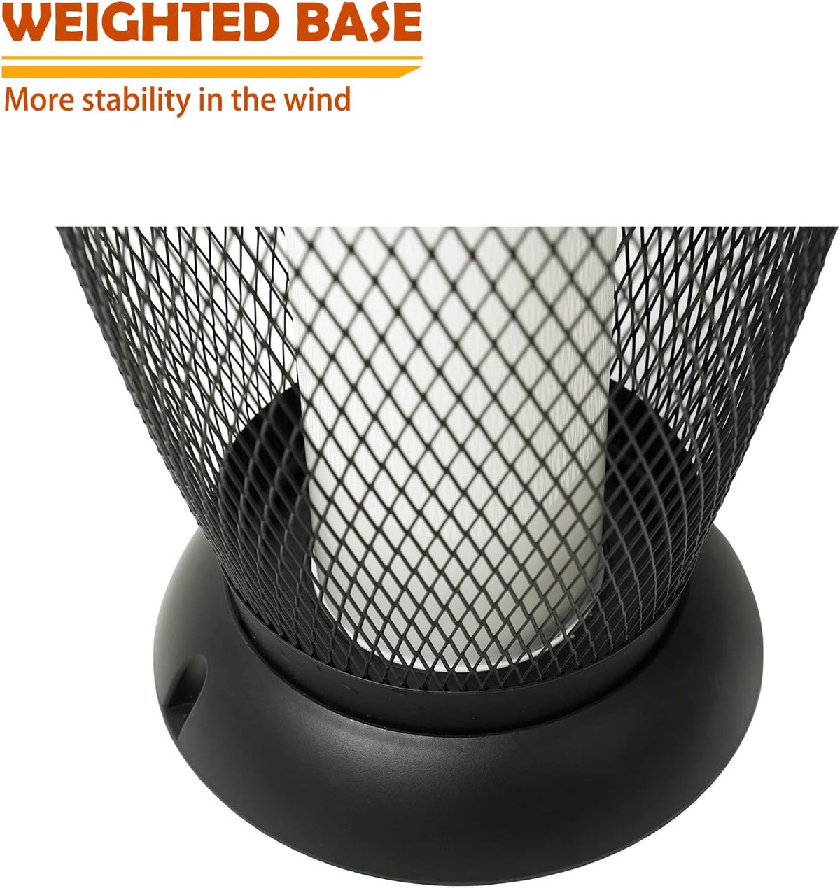 LOUNGE YARD Shadow Solar Powered 28"H Floor Lamp, Metal Wire Shade, LED Modern Outdoor Flickering Lantern — product view 4