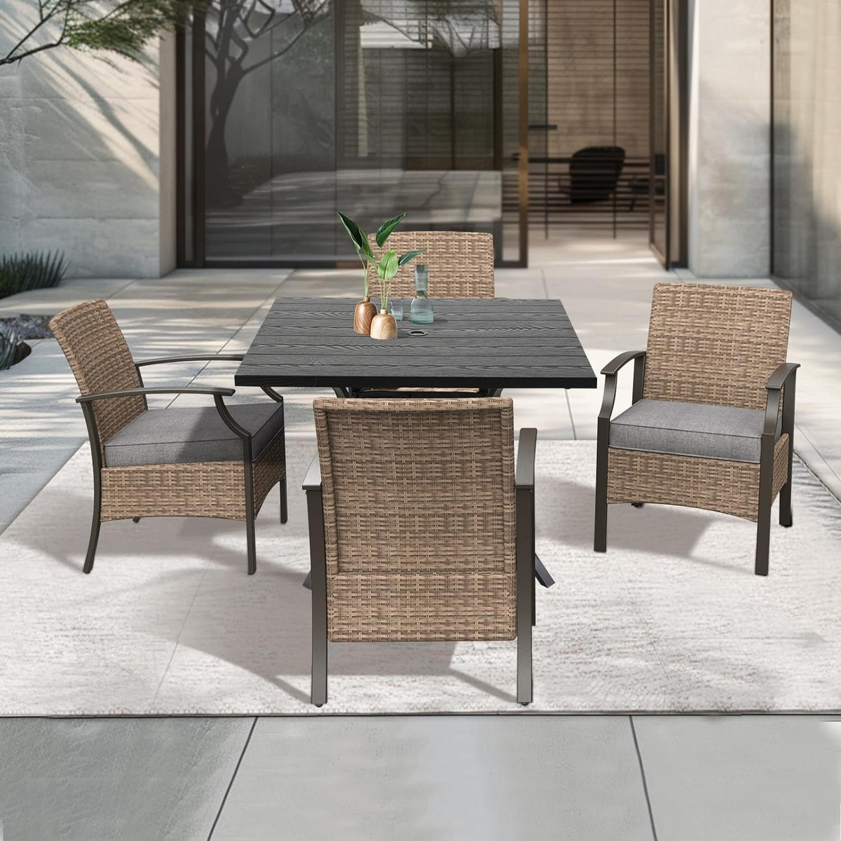 LOUNGE YARD Outdoor Dinning Sets, Traditional Weather-Resistant Wicker Patio Furniture Sets — product view 2