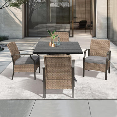 LOUNGE YARD Outdoor Dinning Sets, Traditional Weather-Resistant Wicker Patio Furniture Sets