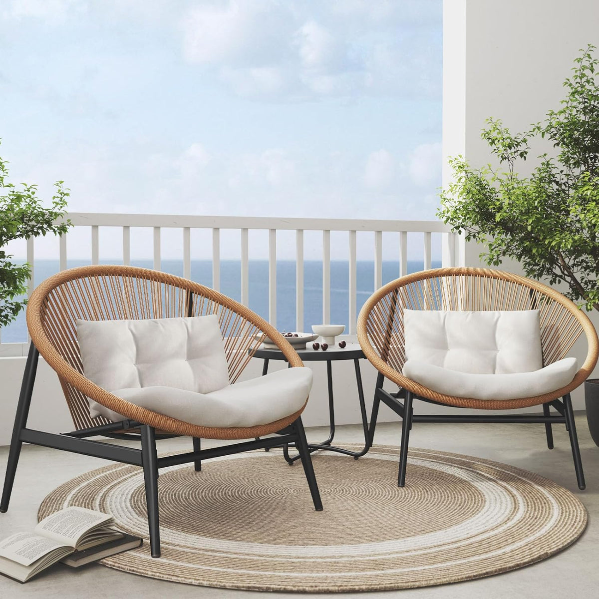 LOUNGE YARD Outdoor Furniture Set,Wicker Seating Set Oversized Chairs — product view 7