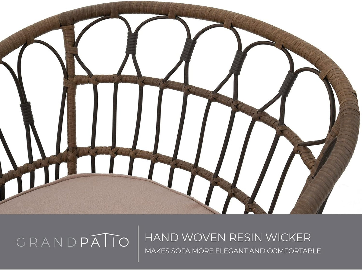 LOUNGE YARD Outdoor Tully 5-Piece Steel All-Weather Wicker Boho Chat Set with Round Table for Balcony, Patio, Deck — product view 4