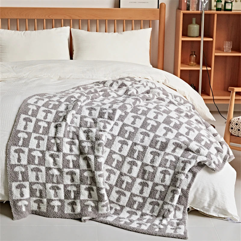 LoungeYard | Cozy Two Color Checkerboard Plaid Knitted Throw Blanket — product view 1