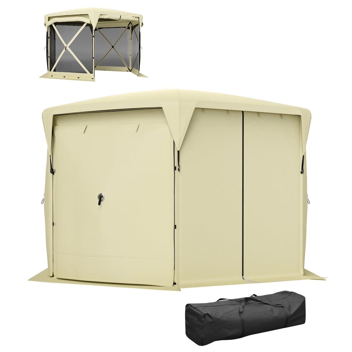 11' x 11' Pop Up Gazebo Screen Tent with UPF30+ Removable Roof Cover, Beige — product view 2