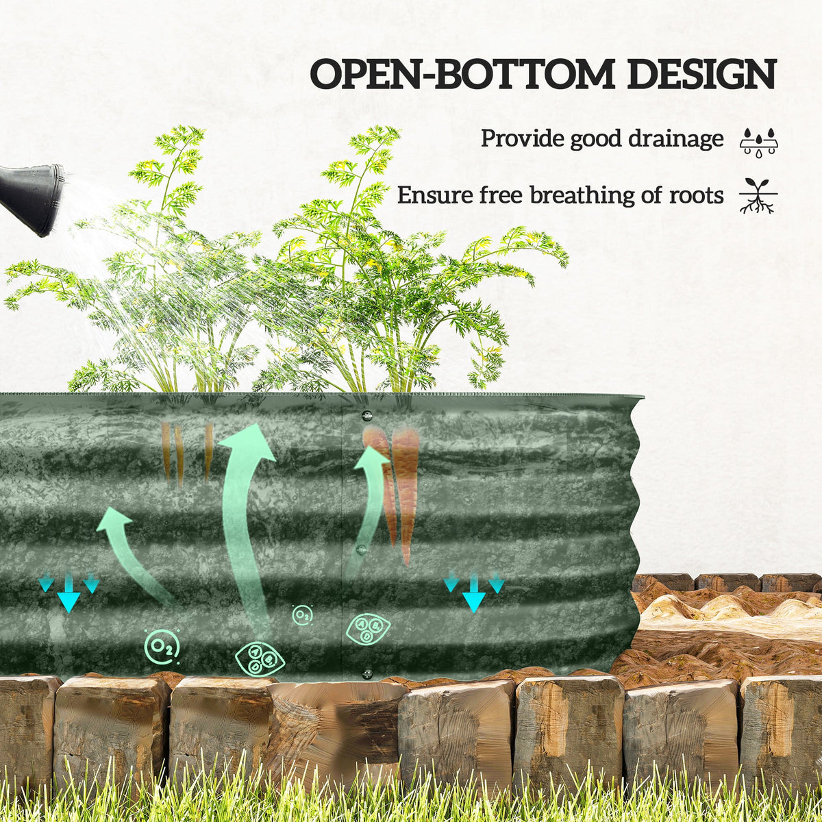 5' x 2' x 1' Galvanized Raised Garden Bed Kit, Green — product view 7