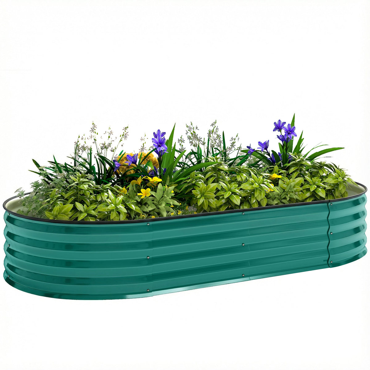 180 x 90 x 30 cm Galvanised Raised Garden Bed with Safety Edging, Light Green — product view 1