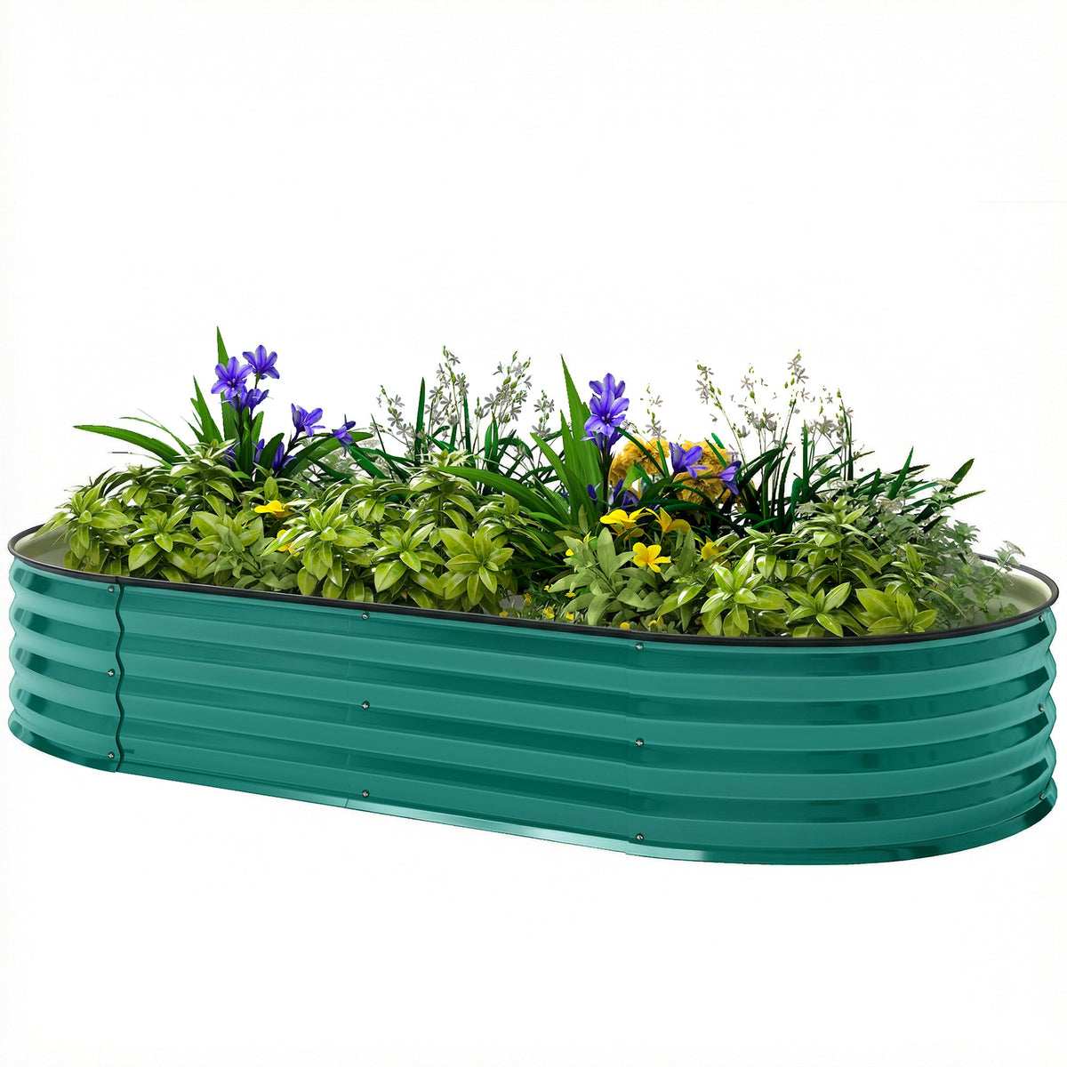 180 x 90 x 30 cm Galvanised Raised Garden Bed with Safety Edging, Light Green — product view 2
