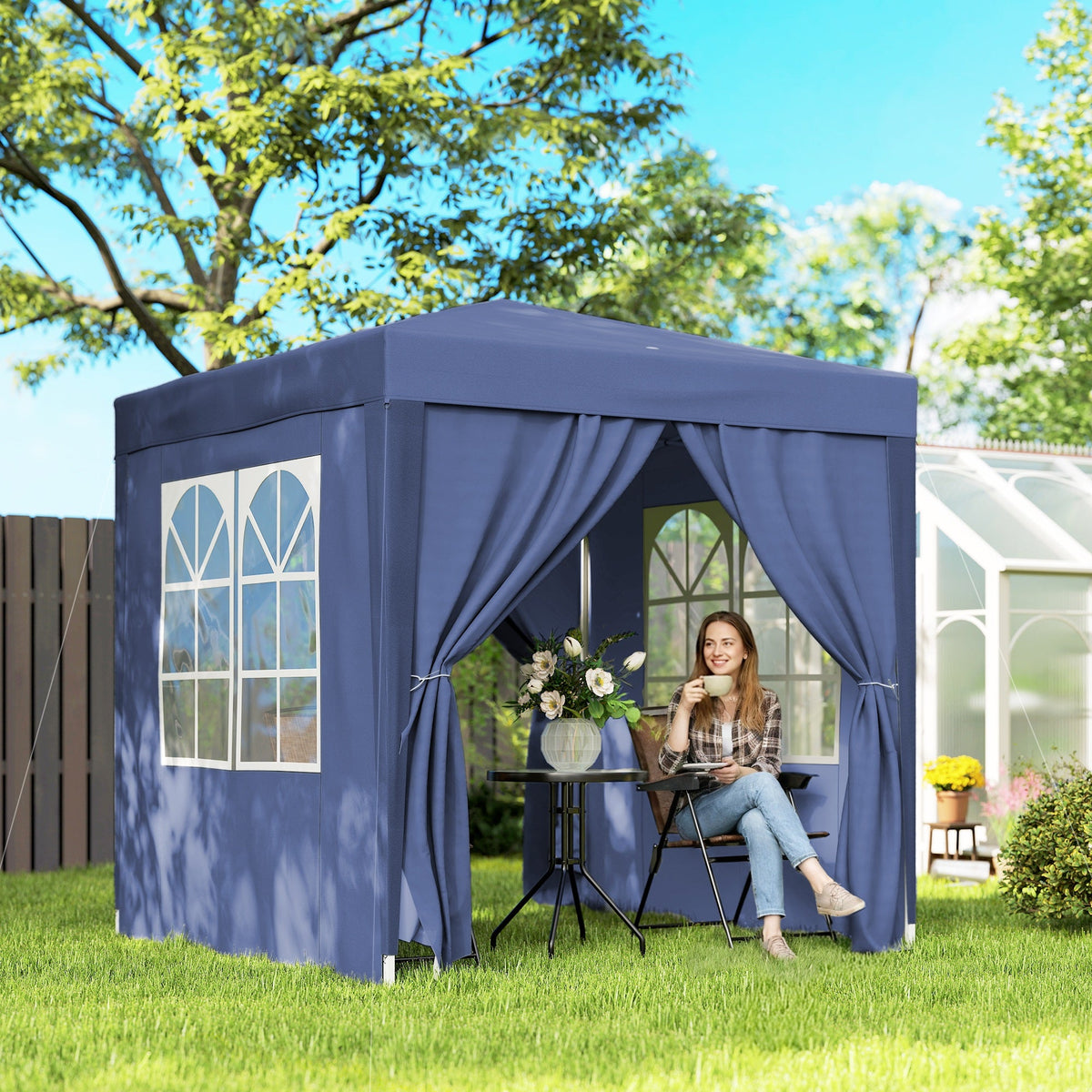 6.6' x 6.6' Pop-Up Canopy Tent with Removable Sidewalls and Carry Bag, Blue — product view 3