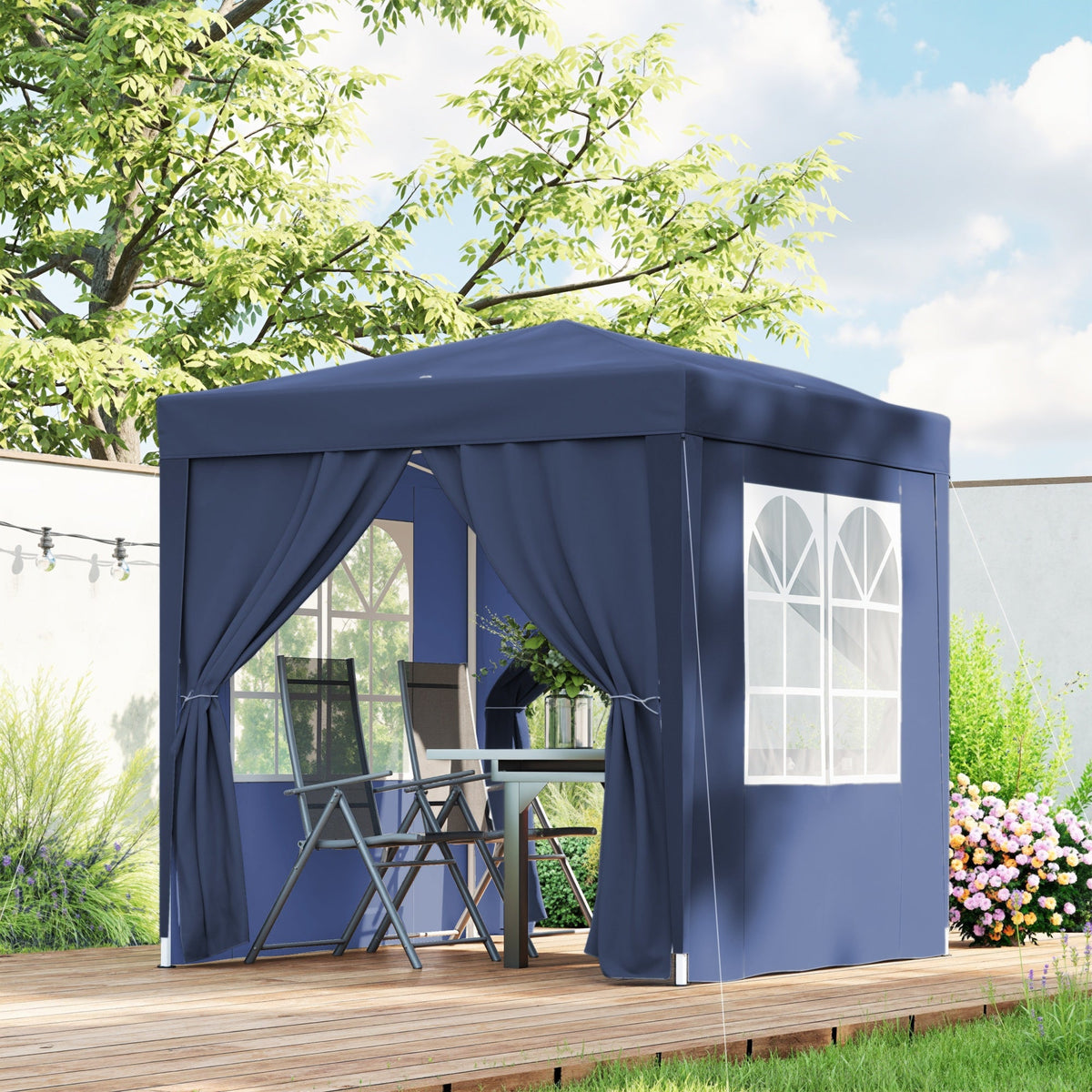 6.6' x 6.6' Pop-Up Canopy Tent with Removable Sidewalls and Carry Bag, Blue — product view 4