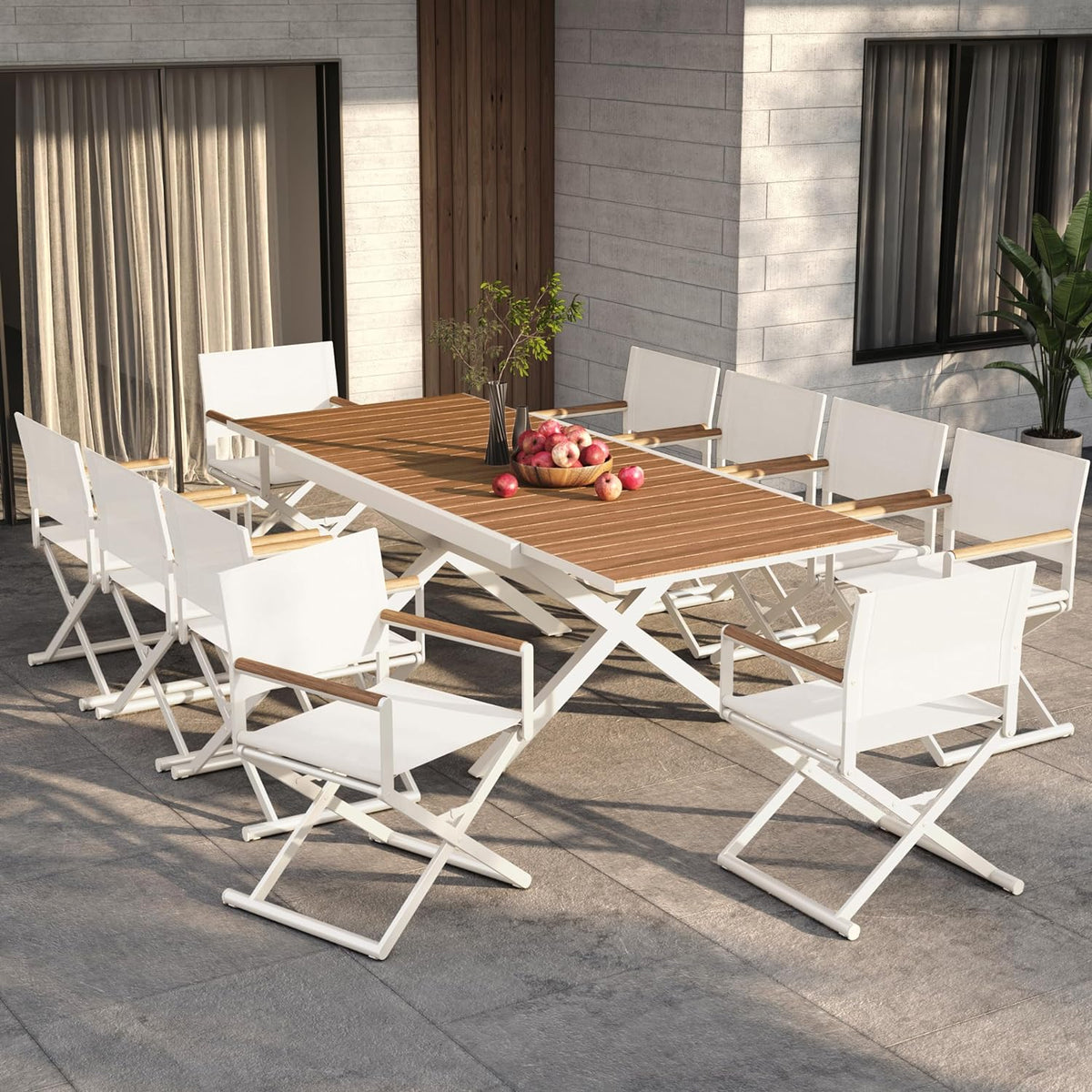 LOUNGE YARD Outdoor Dining Set, Extendable Table with Extra-Wide Foldable Chairs — product view 3