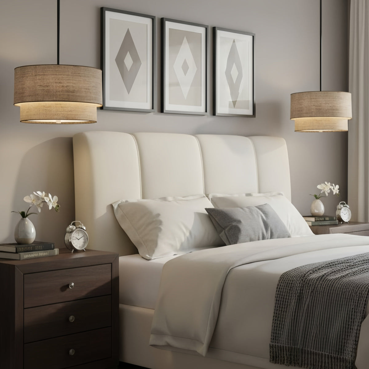 Dumora Double Fabric Drum Pendant Ceiling Light — product view 4
