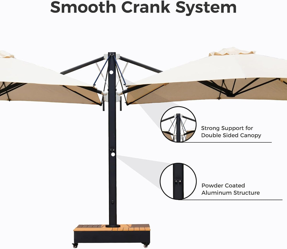 LOUNGE YARD 10x10 FT Large Double-Sided Patio Umbrella with Base, with Umbrella Cover — product view 3