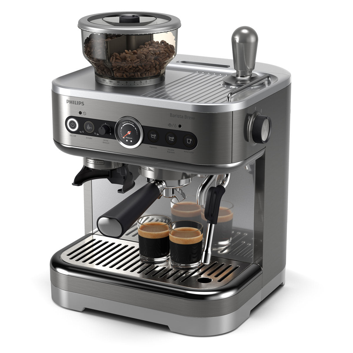 Barista Brew Semi-Automatic Espresso Machine with Frother, 280gr Dual Bean Container — product view 1