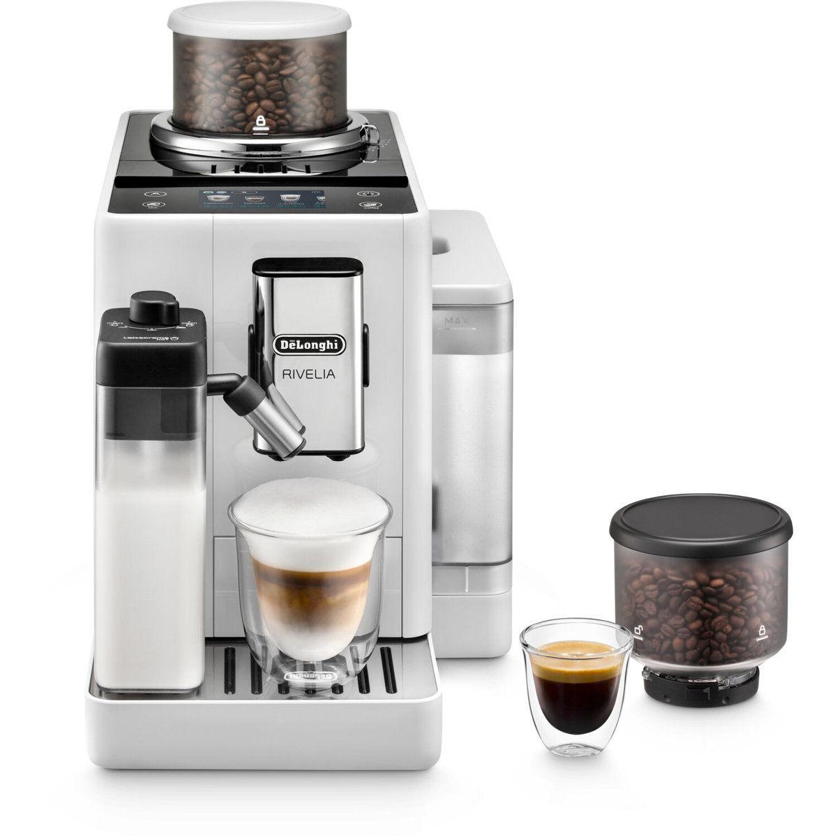 Rivelia LatteCrema Espresso Machine in White — product view 2
