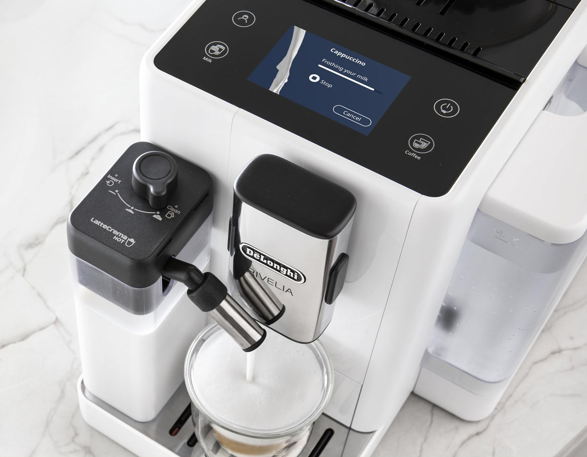 Rivelia LatteCrema Espresso Machine in White — product view 4