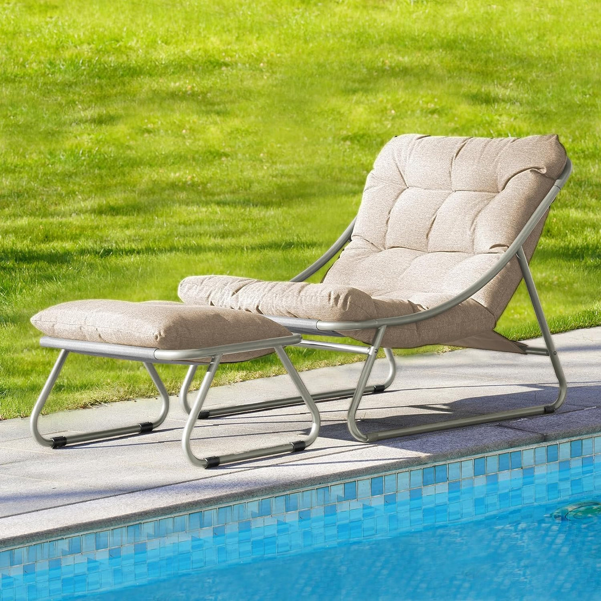 LOUNGE YARD Outdoor Lounge Chair with Ottoman, Comfy Sling Recliner Chair Set, Samba Patio Furniture Reclining Chair — product view 1