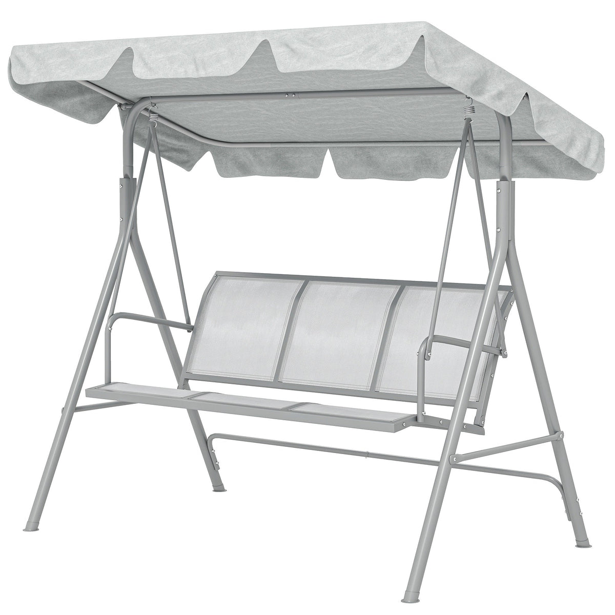 3 Seater Garden Swing Chair with Tilting Canopy & Mesh Seat, Light Grey — product view 2
