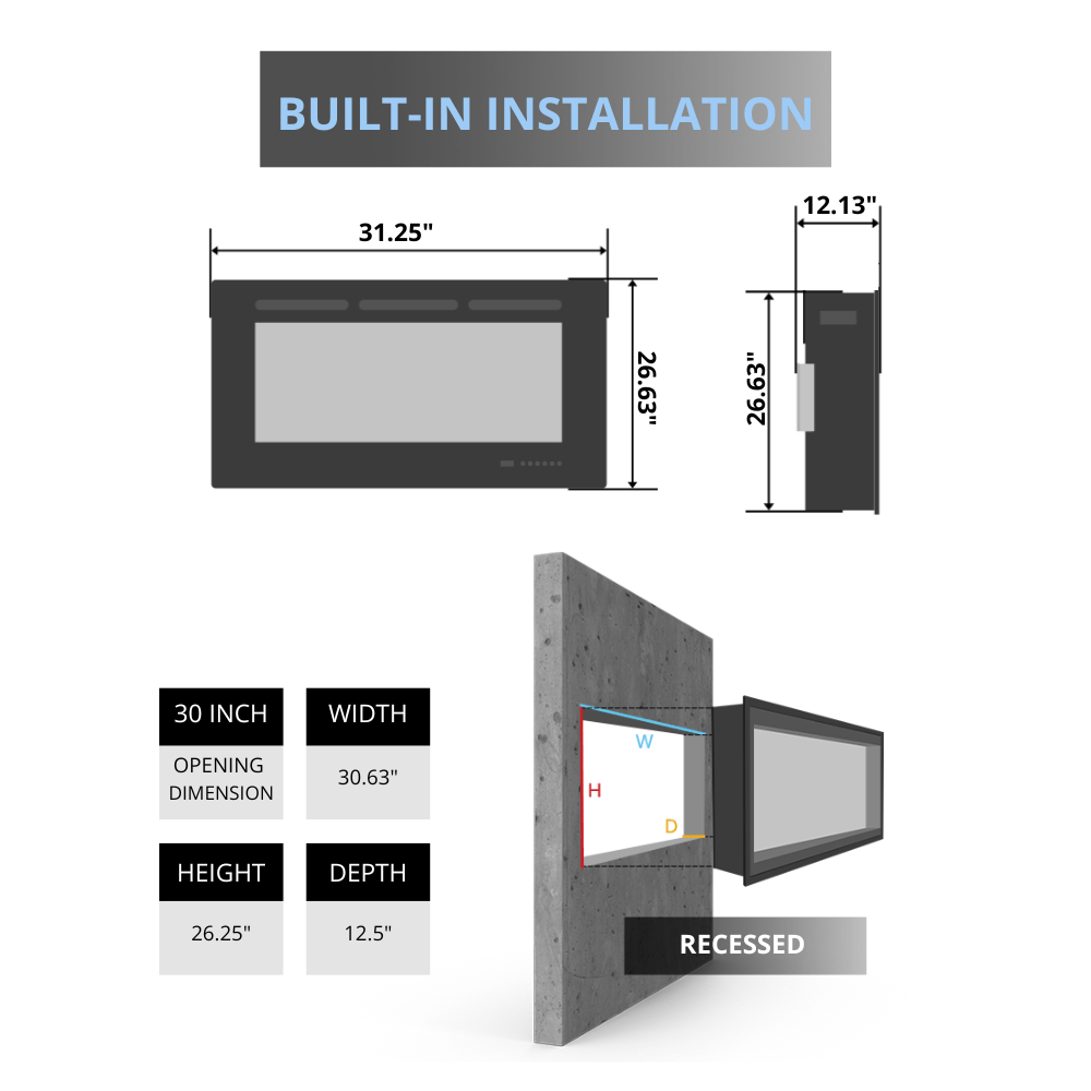 Dimplex Revillusion 30" Built-in Electric Firebox - RBF30 — product view 6
