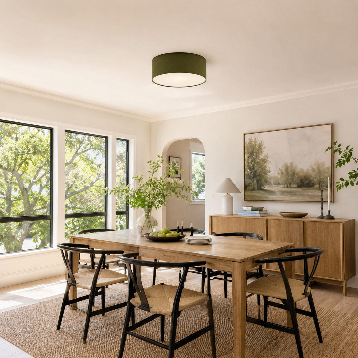 Dumora Linen Drum Flush Mount Ceiling Light — product view 2