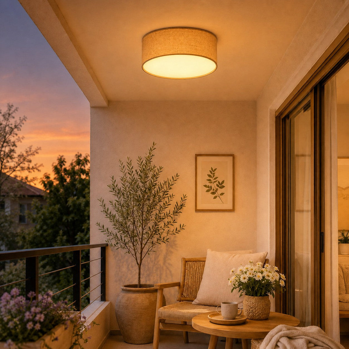 Dumora Linen Drum Flush Mount Ceiling Light — product view 6