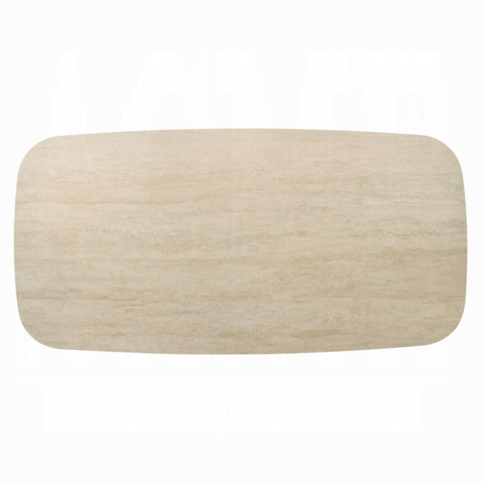 Lark Black Metal Frame & Travertine Top 79" 7-Piece Dining Table Set – DN04675-7PC — product view 4