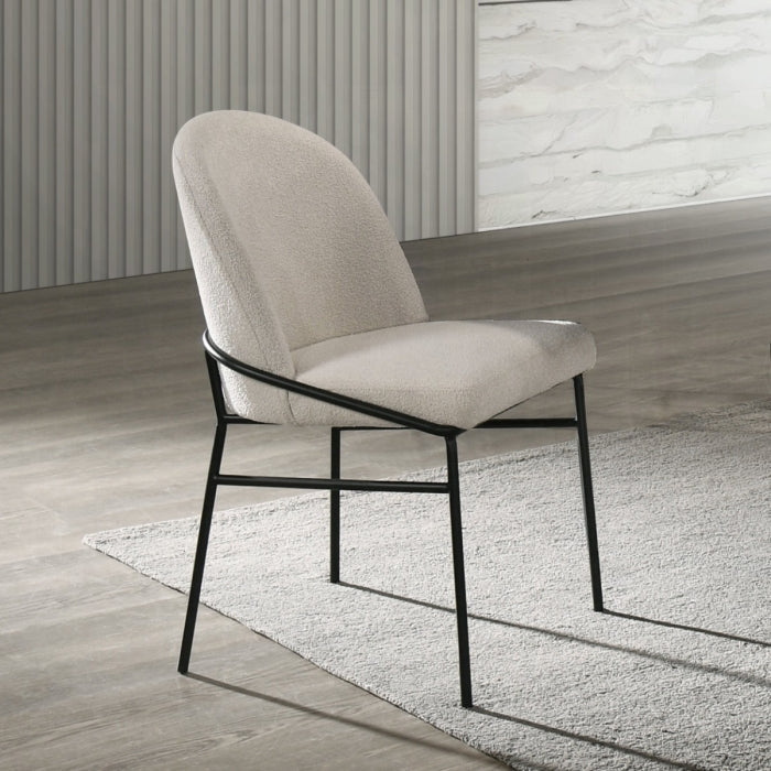 Lark Black Metal Frame & Travertine Top 79" 7-Piece Dining Table Set – DN04675-7PC — product view 3