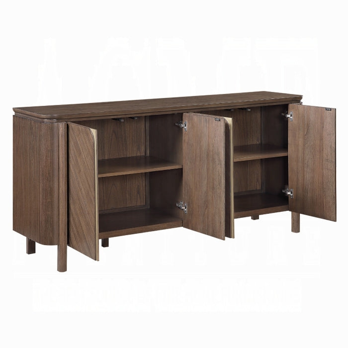 Acme Ouida Walnut Finish Wood Gold Trim Dining Buffet Server Sideboard Cabinet – DN06994 — product view 3