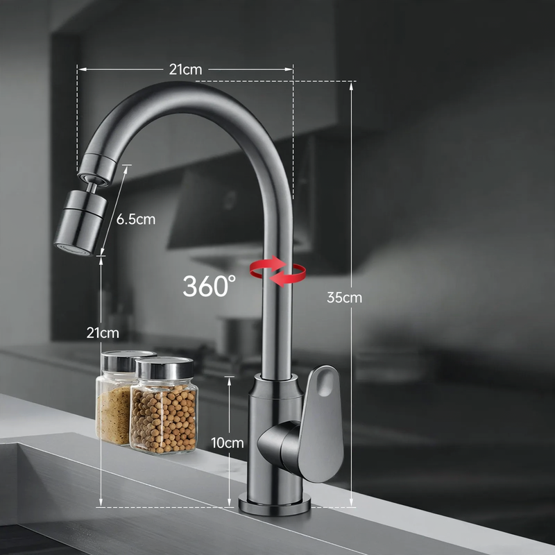 Kitchen faucet with splash guard, single lever operation — product view 3