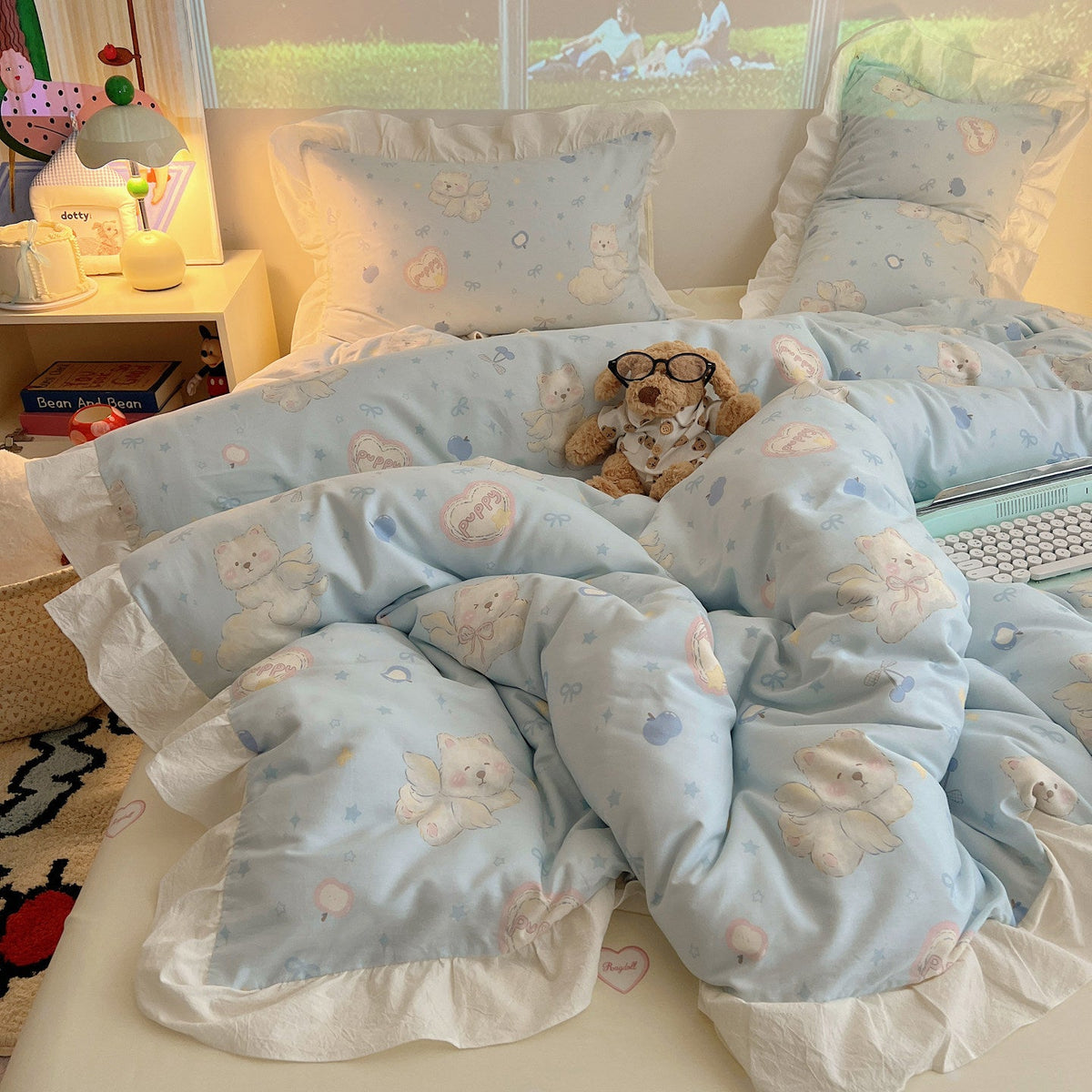 Cotton bedding with cartoon motifs, 4-piece — product view 4