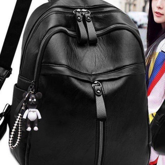 Double shoulder backpack with soft faux leather look — product view 2