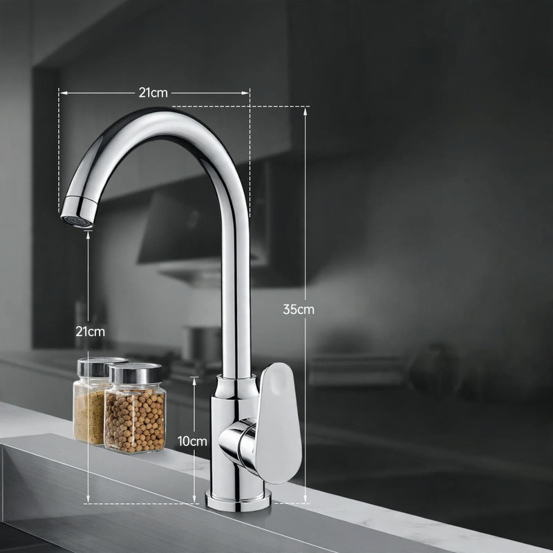 Kitchen faucet with splash guard, single lever operation — product view 5
