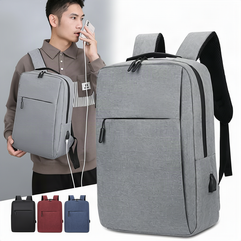 Expandable canvas backpack with USB, up to 20 L, 16 inch — product view 2