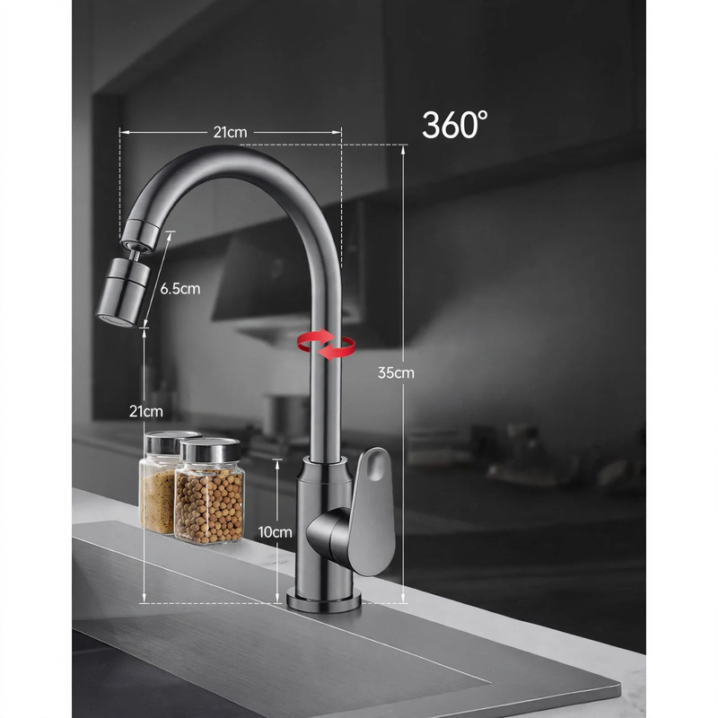 Kitchen faucet with splash guard, single lever operation — product view 7