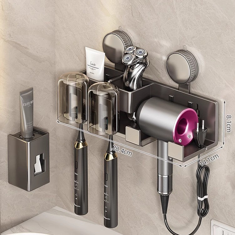 Suction cup toothbrush and hair dryer holder, wall-mounted — product view 6