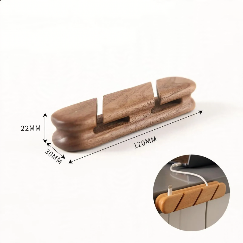 Wood cable organizer with slots — product view 4