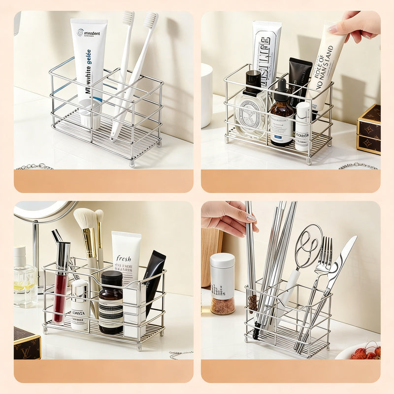 Stainless steel toothbrush holder, tray — product view 3
