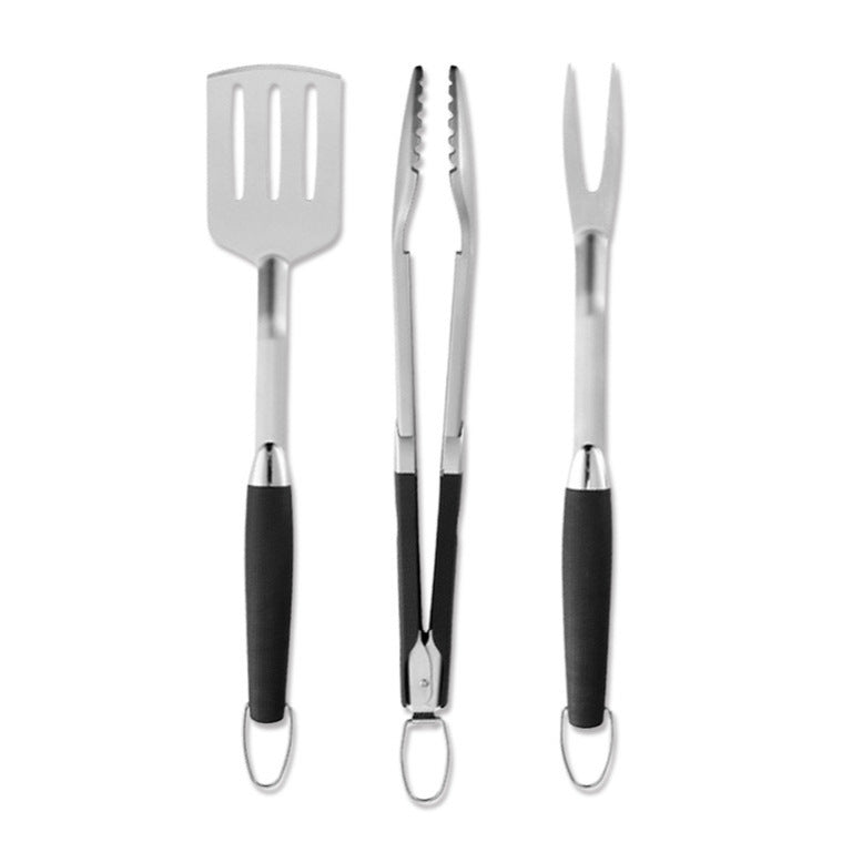 3-piece stainless steel grill tool set — product view 2