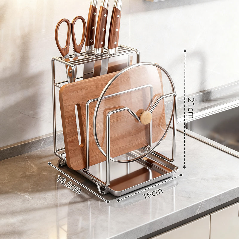 Multifunctional knife block set with catch tray — product view 6