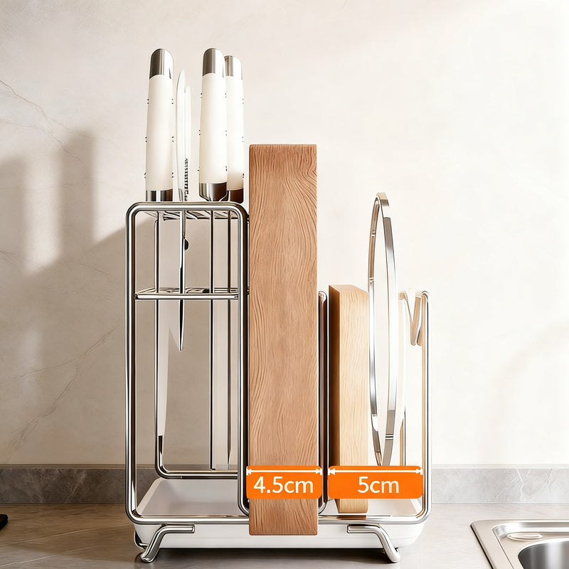 Multifunctional knife block set with catch tray — product view 4