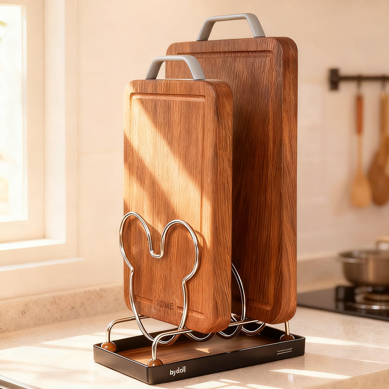 Stainless steel cutting board stand — product view 1