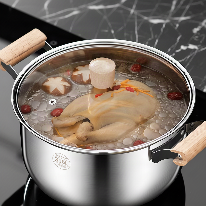 Stainless steel cooking pot 20 cm, 1.1–2 L, model HD190912 — product view 2