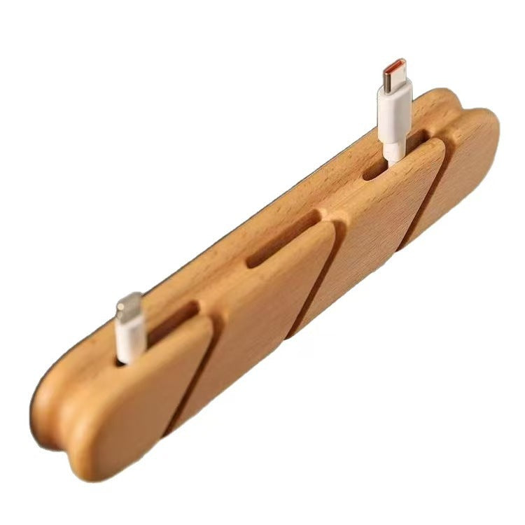 Wood cable organizer with slots — product view 3