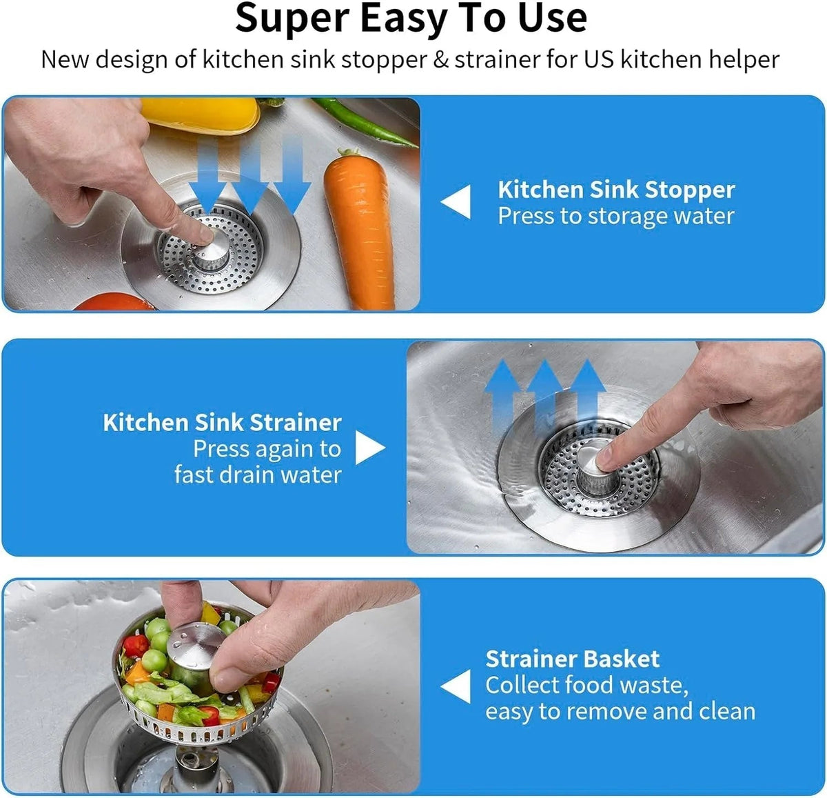 LoungeYard | Stainless Steel Pop-Up No-Odor Drain Filter — product view 5