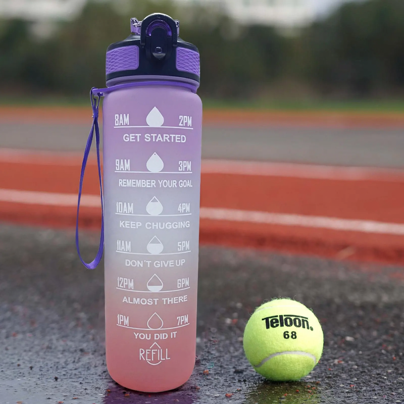 Tritan water bottle, 1000 ml, with time markings — product view 1