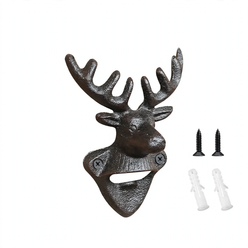 Wall bottle opener, iron, animal head design — product view 5