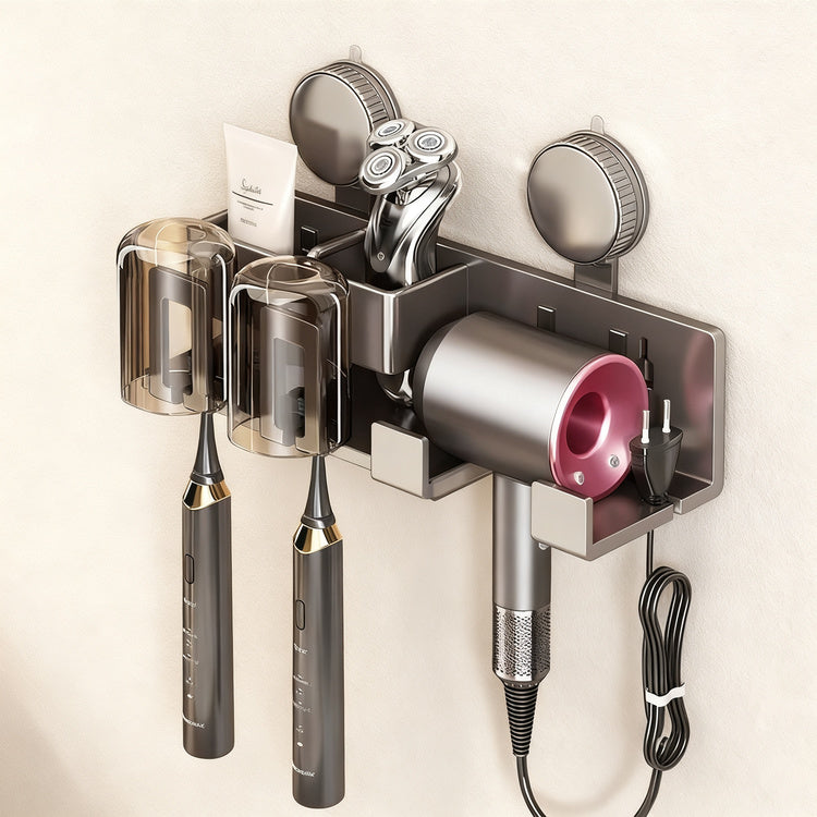 Suction cup toothbrush and hair dryer holder, wall-mounted — product view 7