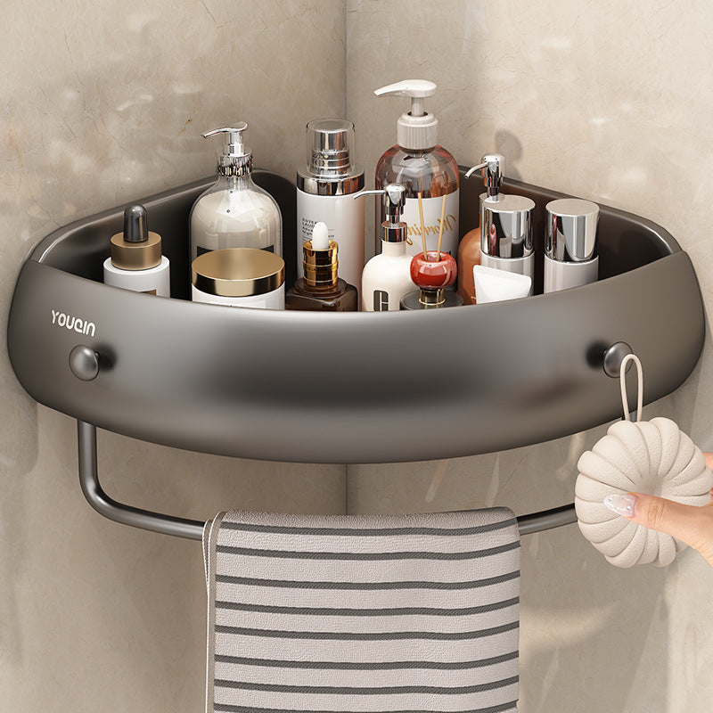 Corner shelf for bathroom, aluminum, no drilling — product view 1