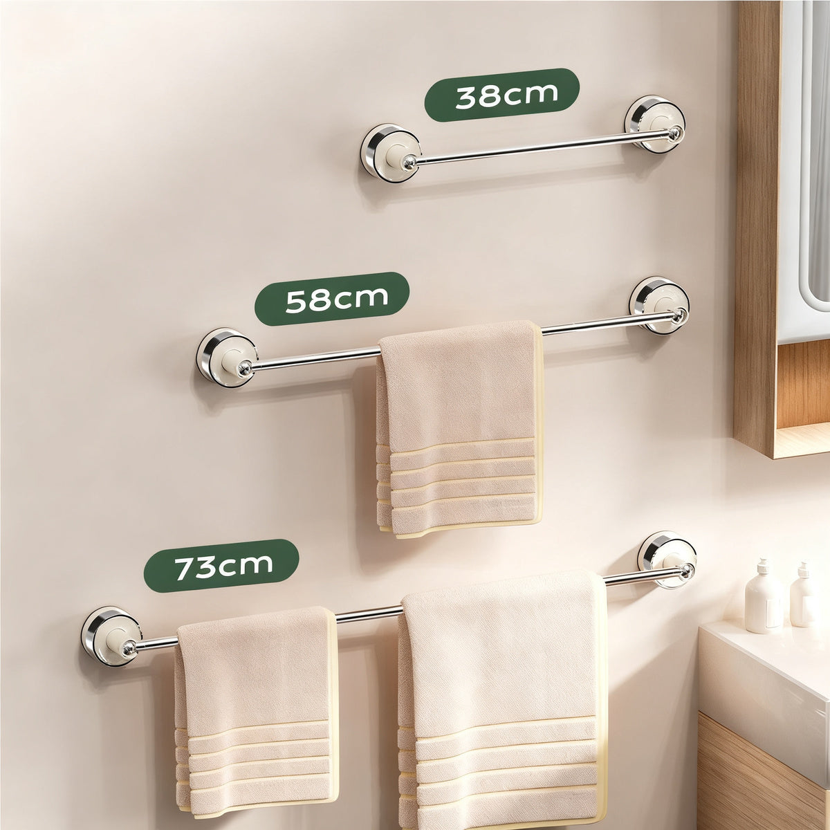 Telescopic suction cup towel bar for bathroom — product view 2