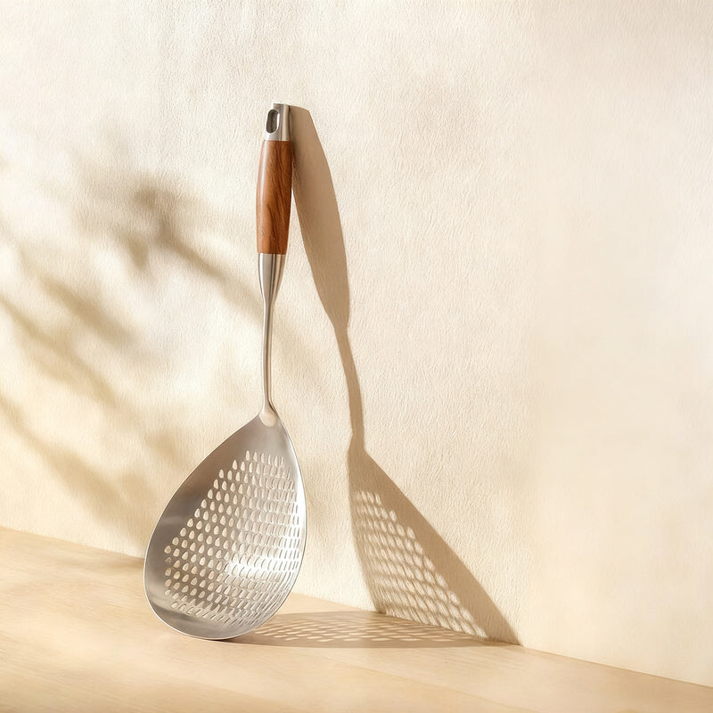 Stainless steel ladle with wooden handle, large size — product view 4