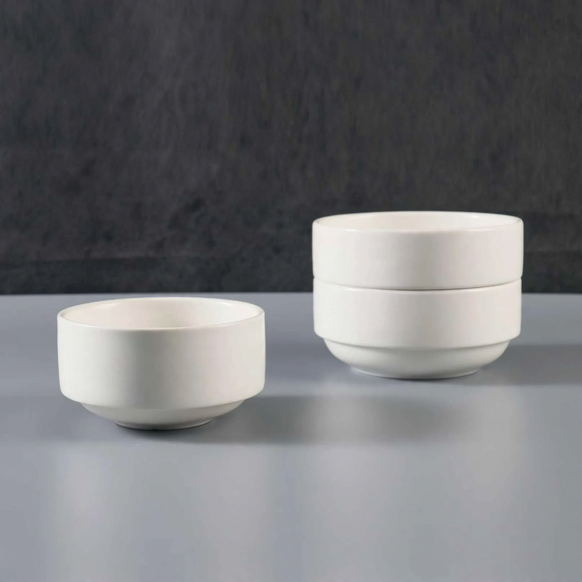 Ceramic soup bowl, round, white — product view 1